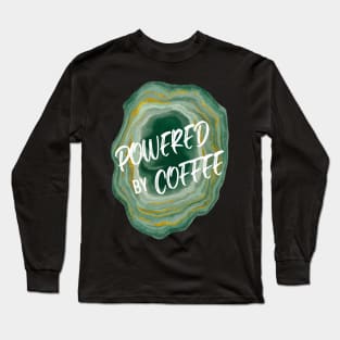 Powered by Coffee: Green Long Sleeve T-Shirt